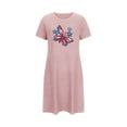 thumbnail image 5 of Lovskoo American Flag Nightgowns for Women Plus Size Night Shirts Patriotic Graphic Short Sleeve Mini Dress Night Gown Dress Casual Pajamas Soft Sleepwear Pink, 5 of 7