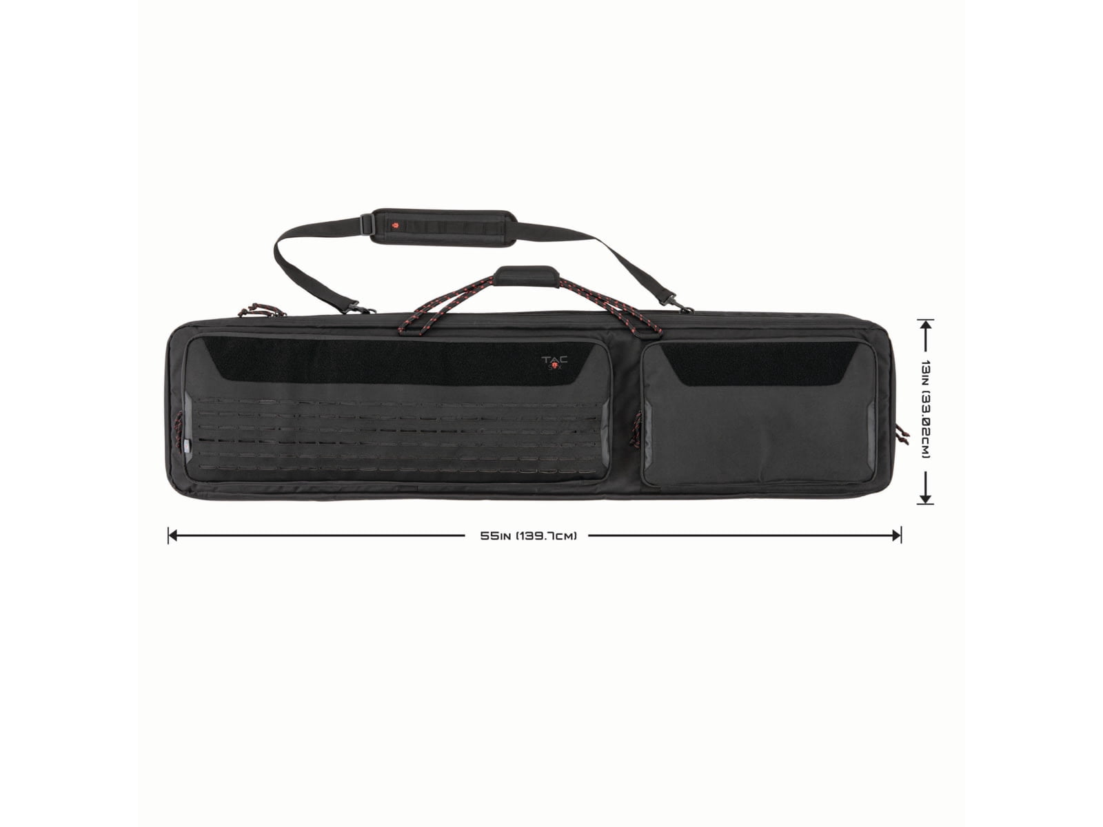 Tac-Six™ 55" Lockable 2-Firearm Unit Case, Laser Cut Molle Front, Black