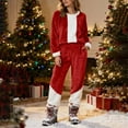 thumbnail image 4 of Yuyuzo Ensembles de Pyjamas pour Femmes en Molleton à Blocs de Couleur Vêtements de Détente Chandails en Molleton à Manches Longues Col Rond Pantalons Jogger Tenues 2 Pcs, 4 of 6