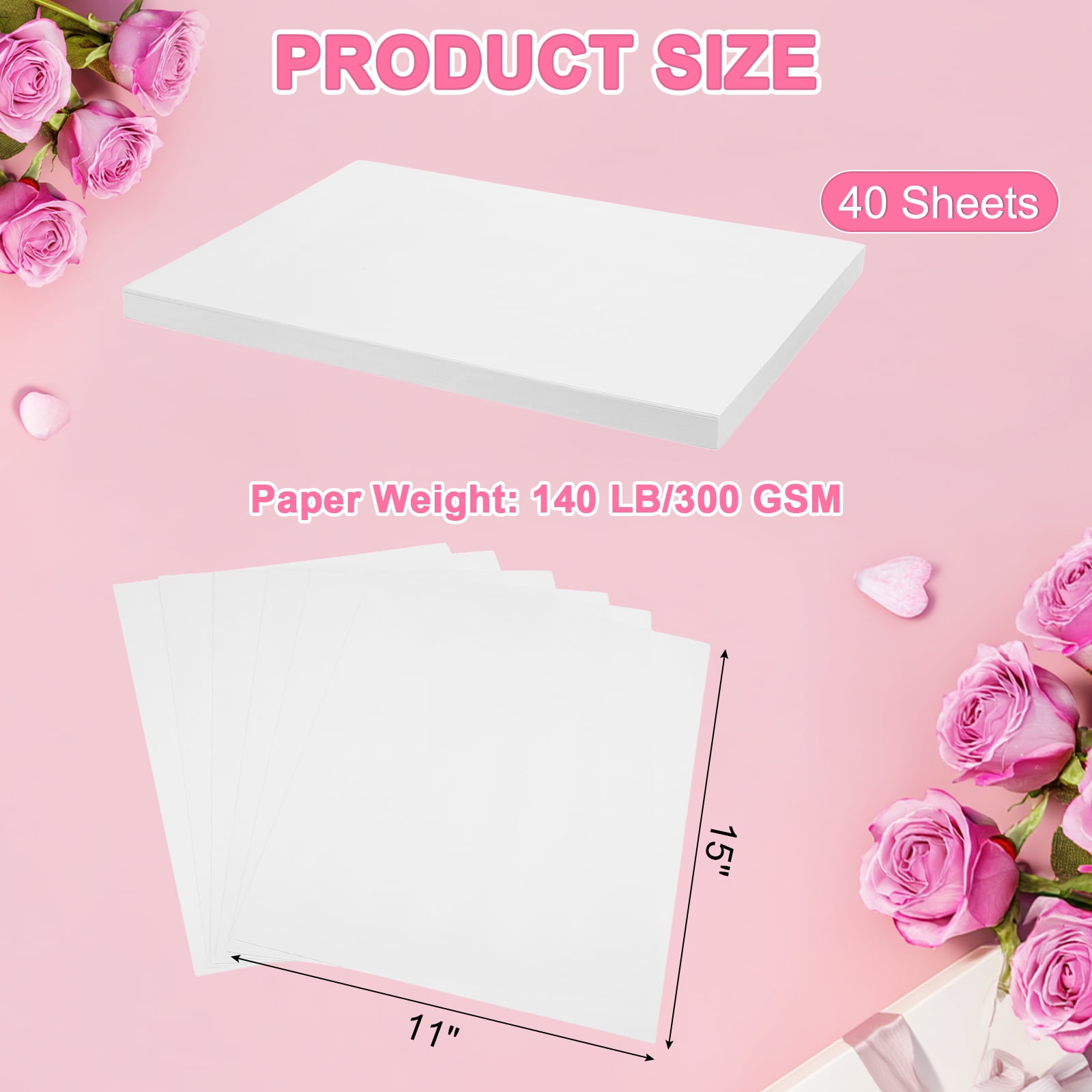 11x15 Inch 140 LB/300 GSM Right Corner Watercolor Paper Bulk, Pack of 40