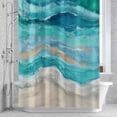 thumbnail image 2 of Turquoise Gradient Bathroom Shower Curtain, Abstract Beach Ocean Wave Oil Painting Waterproof Washable Soft Bath Curtain for Bathtub Decor with 12 Hooks&Grommet, 60x72 Inch, 2 of 9