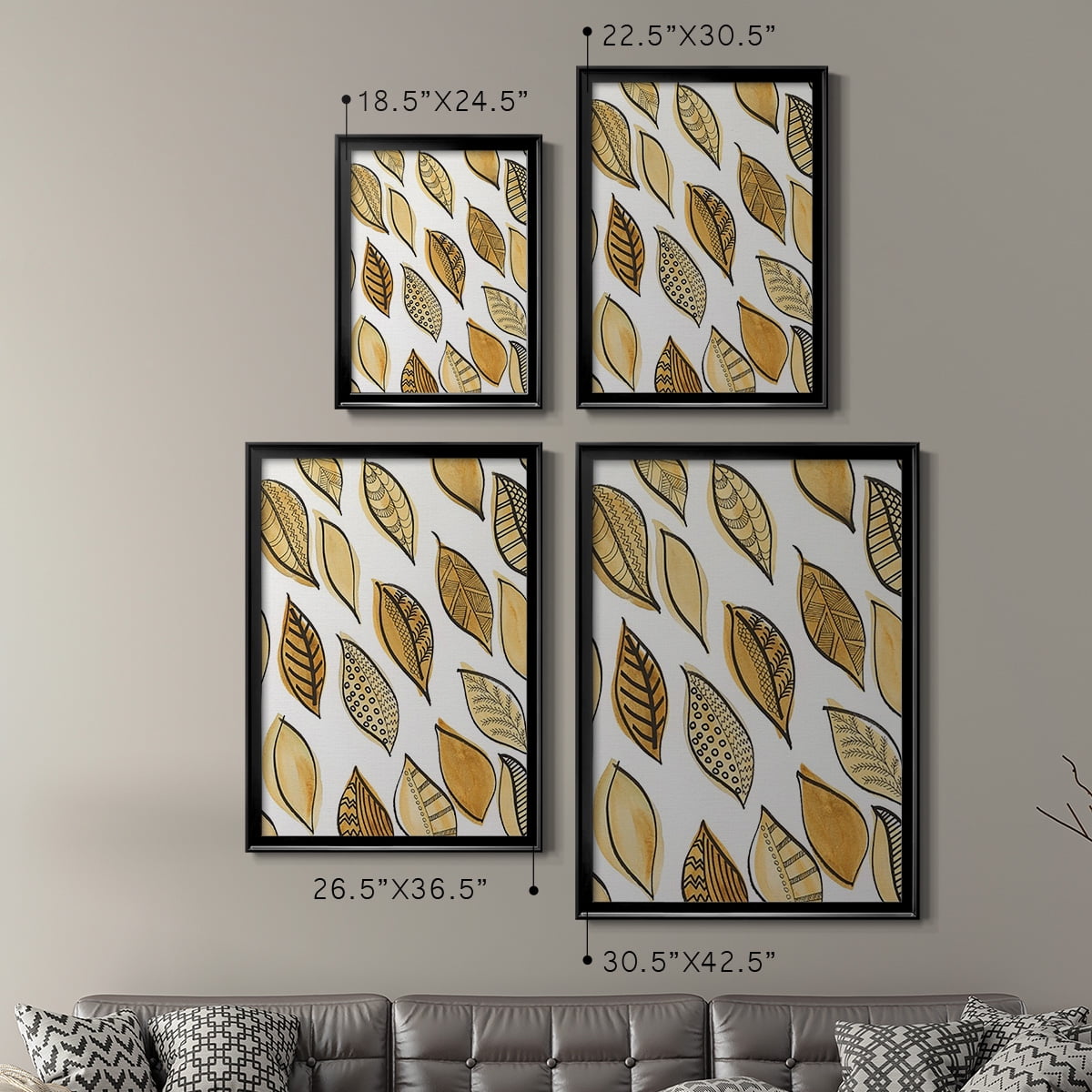 Patterned Leaf Shapes II Premium Framed Print - Ready to Hang