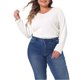 thumbnail image 1 of Suéteres de punto delgados de otoño e invierno para mujer de tallas grandes Agnes Orinda, cómodos y a la moda, 1X blanco, 1 of 6