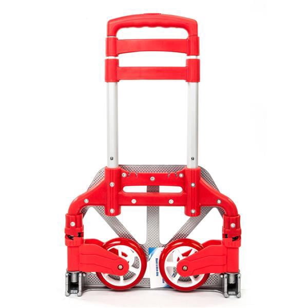 Alvantor Aluminum Folding Stair Climber Hand Truck with Bungee Cord, 165 lb Capacity, Red