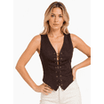 thumbnail image 3 of Tbfashion Women's Sleeveless V Neck Lace Up Vest Top with Grommet Front Detail, 3 of 4