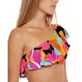 thumbnail image 3 of Trina Turk Womens One Shoulder Ruffle Bikini Top Multi 8 New, 3 of 4