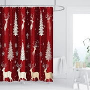 Axiiglly Christmas Shower Curtain Liner Decorations Lightweight 59x71"Polyester Shower Curtain with 12 Hook Waterproof Xmas Print Shower Liner for Bathroom Shower Window Decor