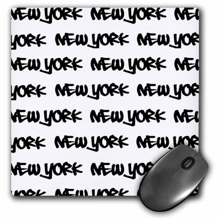 Cool Graffity 3dRose New York text design - black words on white - NY city souvenir NYC cool urban graffiti font pattern, Mouse Pad, 8 by 8 inches ()
