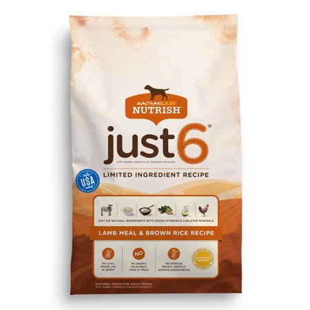 Rachael Ray Nutrish Just 6 Natural Dry Dog Food, Lamb Meal & Brown Rice Recipe, 14 lbs