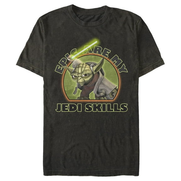 Men's Star Wars: The Clone Wars Yoda Epic Are My Jedi Skills  Graphic Tee Black Medium