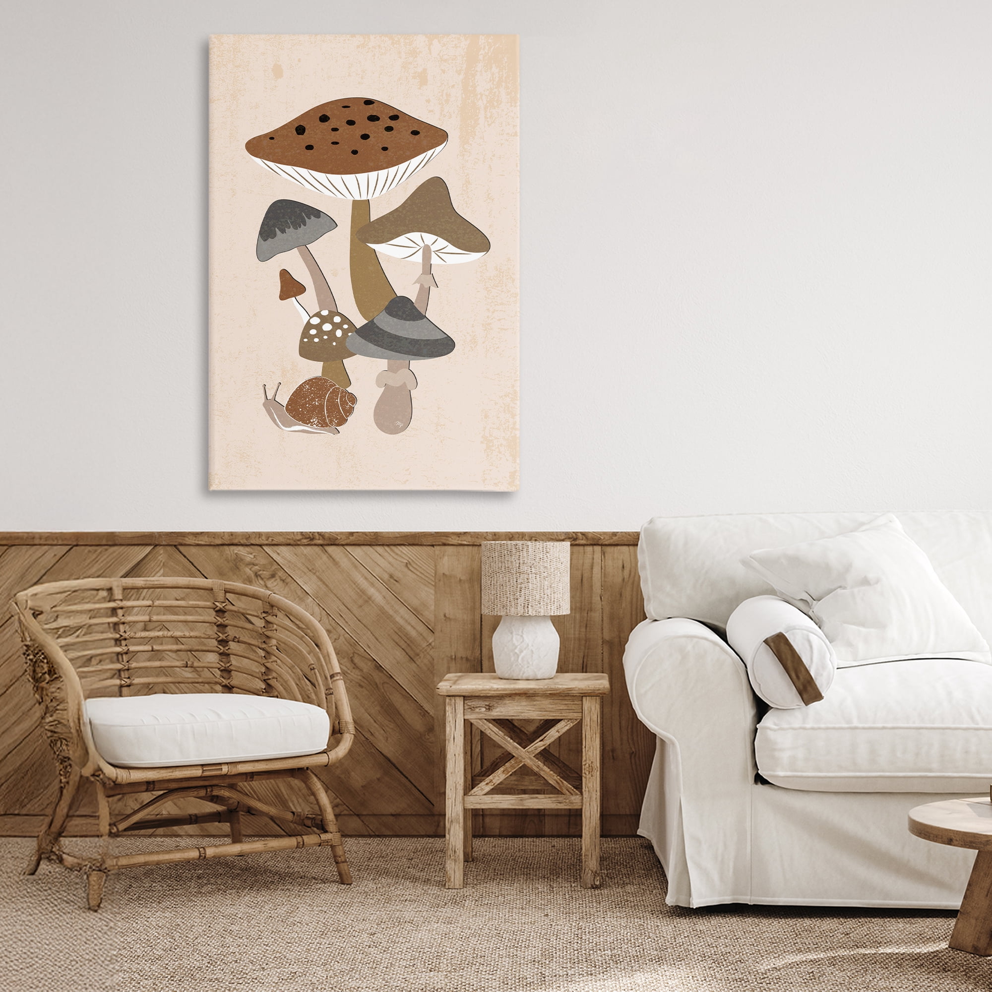Stupell Industries Earthy Fungi Mushrooms & Snail Canvas Wall Art, design by Martina Pavlova