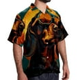 thumbnail image 2 of Retro Dog Men's Casual Spread Collar Hawaiian Short Sleeve Button Down Summer Beach Tops, 2 of 6