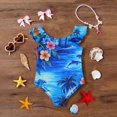 thumbnail image 5 of Grblisyd Girls One Piece Swimsuit Flutter Sleeve Hawaiian Quick Dry Crew Neck Swimwear Beach Sport Bathing Suit for Kids 4t, 5 of 6