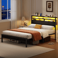 thumbnail image 2 of Satifur Queen Size Bed Frame with 2 Storage Drawers Headboard, LED & Charging Station, Black oack, 2 of 8