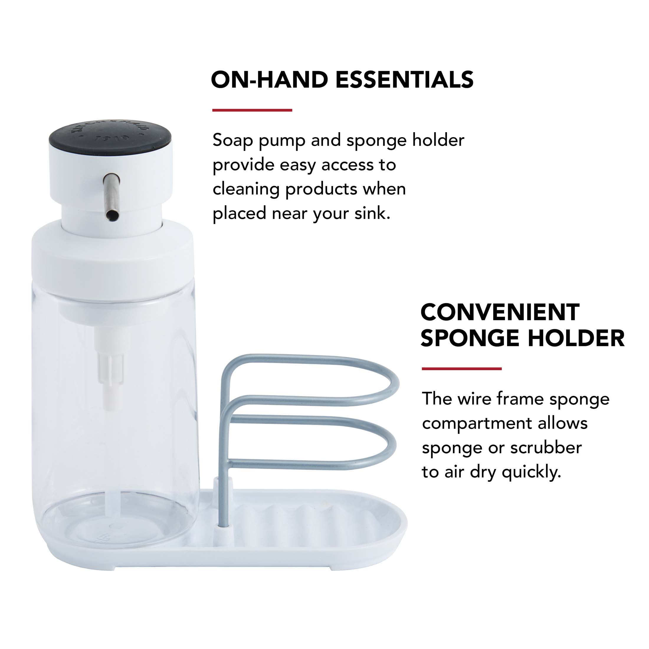 (2 pack) KitchenAid Satin Wire 12 oz White Dish Soap Dispenser and Sponge Caddy