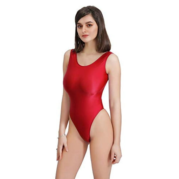 Annbon Women S 80s 90s Leotards High Cut One Piece Swimsuits Spandex Tank Thong Bathing Suits Red Xl Walmart Com Walmart Com