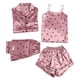 thumbnail image 2 of Conjunto de pijama de cuatro piezas fino de moda con tirantes para mujer para todas las estaciones, 2 of 5