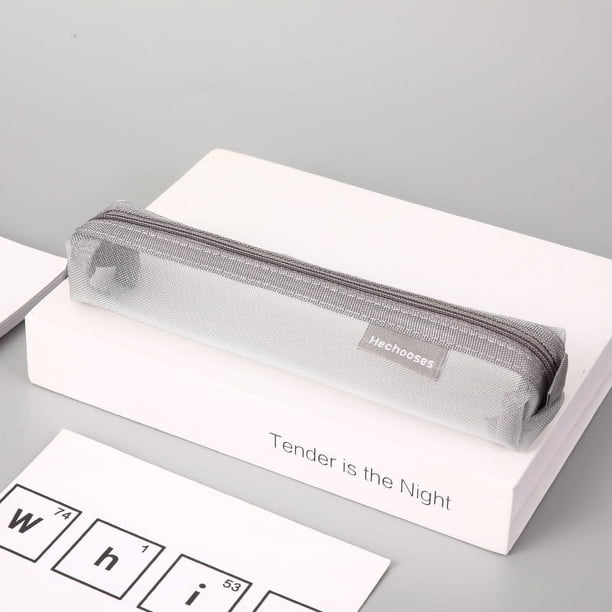 Estuche de malla transparente simple para lápices, bolsa de almacenamiento para exámenes de estudiantes, estuche portátil para lápices, mini bolsa de papelería cuadrada
