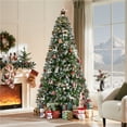 thumbnail image 3 of Alden Design 7.5ft Pre-lit Frosted Artificial Christmas Tree with Pinecones, Green, 3 of 8