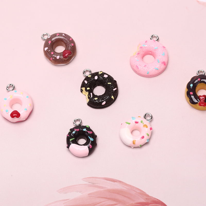 10Pcs/Set Resin Donuts Food Charms Pendants Jewelry Findings DIY Craft Makinha 