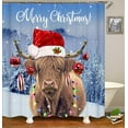 thumbnail image 3 of 4PCS/SET Highland Cow Shower Curtain set, Black and White Funny Farm Animal Vintage Lone Star Texas State Flag Western Country Farmhouse Bathroom Decor Non-slip Bath Rugs, Cattle with Bow Tie, 3 of 8