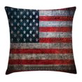 thumbnail image 1 of American Flag Decor Throw Pillow Cushion Cover, Royalty Flag Textured US Backdrop on Damaged Metallic Board Plate Design, Decorative Square Accent Pillow Case, 16 X 16 Inches, Red Grey, by Ambesonne, 1 of 2