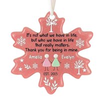 Feltree Handmade Sea Glass Snowflake Christmas Tree Ornaments 2D Acrylic Hanging Decorations Friendship Keepsake Gift for Holiday Decor