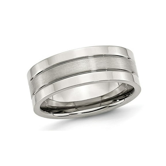 Mens Chisel 8mm Satin Stainless Steel Comfort Fit Wedding Band Ring for Men