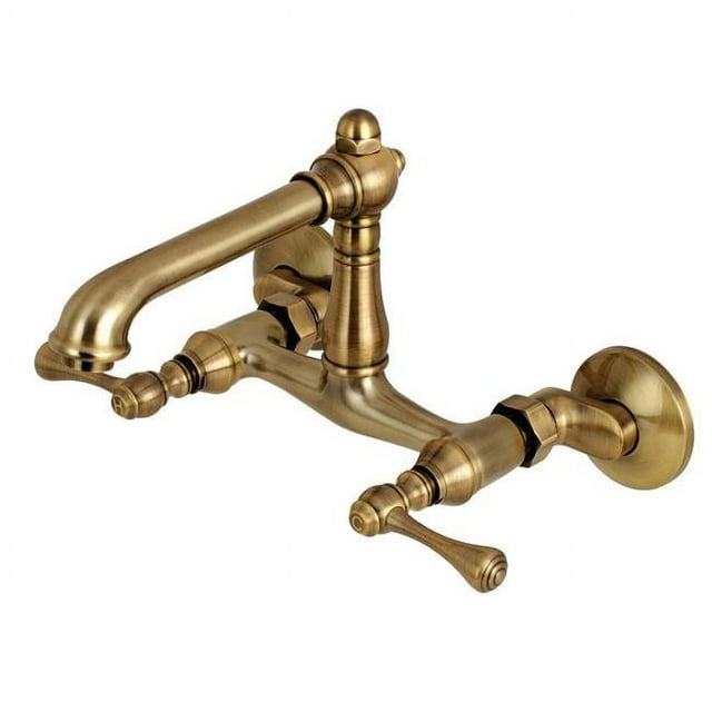 Kingston Robinet de Cuisine Mural Réglable en Laiton English Country 6 Pouces Laiton Antique