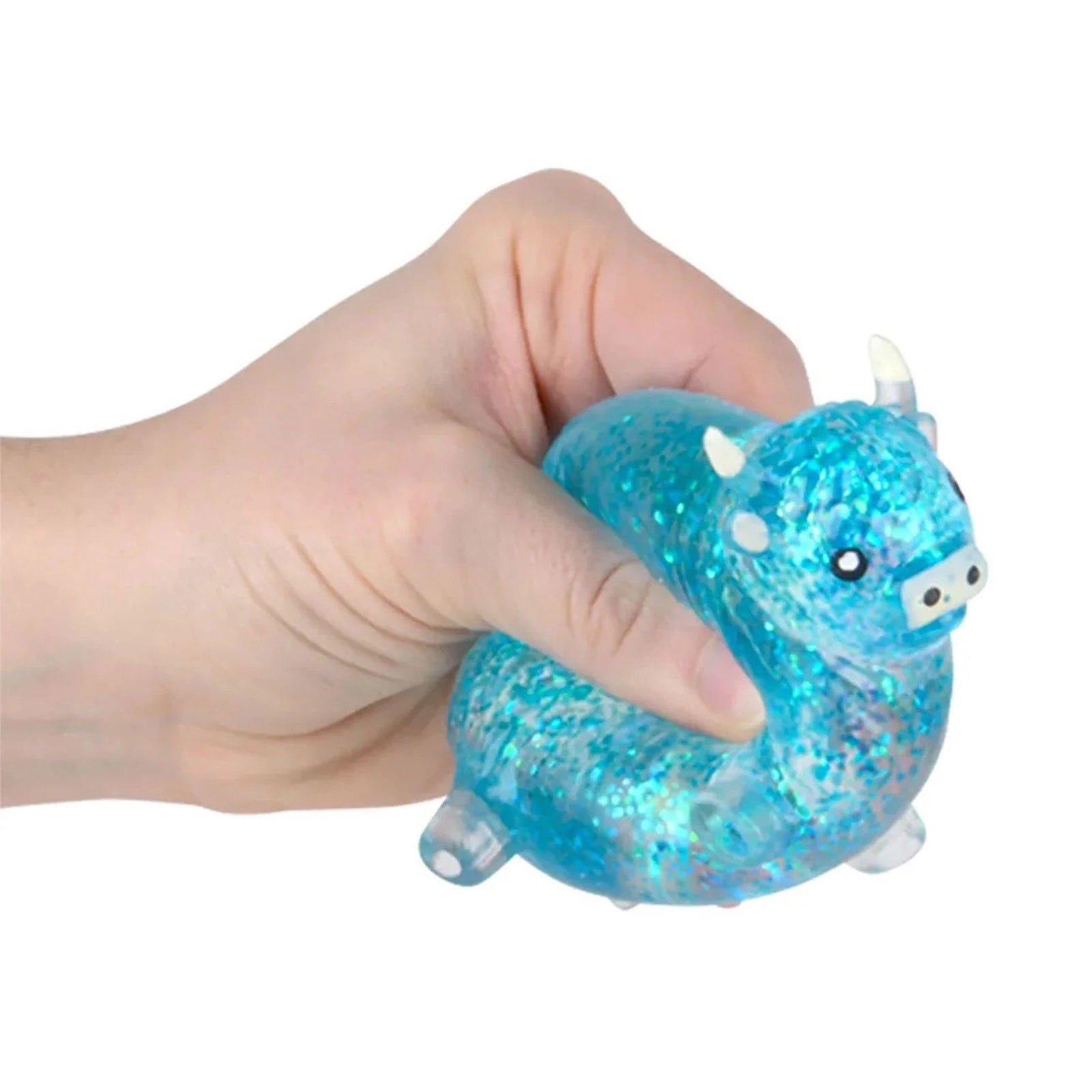 Glitter Stress Relief Hippo Squeeze, Cute Malt Sugar Filled Hippo Squeeze Sensory Fidget, for Adults Anxiety Relief Birthday Party Favors Gift Sugar Ball (Blue)