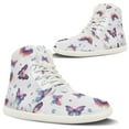 thumbnail image 4 of Psesaysky Butterfly Print Barefoot Shoes High-Top Minimalist Shoes Lace-Up Leather Casual Shoes Easy to Clean Anti-Slip Comfortable Walking Shoes, 4 of 8