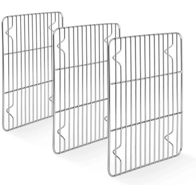 TeamFar Baking Rack, Stainless Steel Cooling Roasting Rack for Baking Sheet Oven Pan, Healthy & Non Toxic, Sturdy & Rust Free, Oven & Dishwasher Safe - Set of 3 (11.7”×9”)