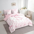 thumbnail image 3 of Castle Fairy Girls Alphabet S 7-Piece Twin Bedding Sets,Bowknot Love Heart Bedding Comforter Set,Flower Stripes Breathable Sheet Sets,Microfiber Bedroom Decor, 3 of 8