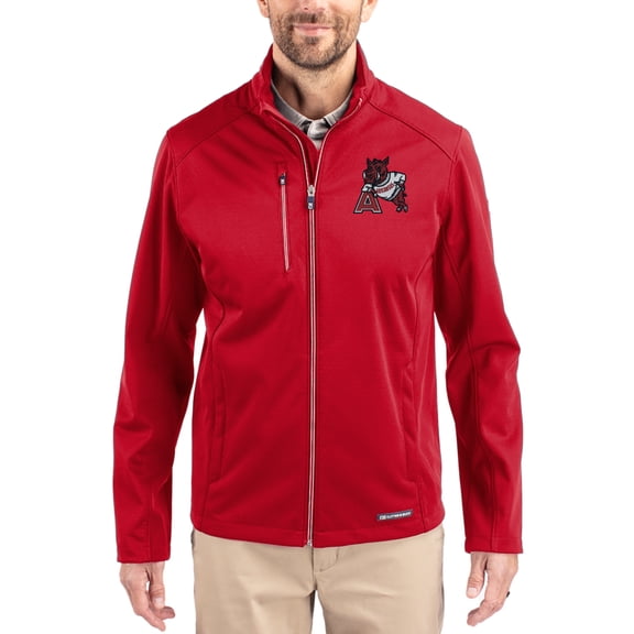 Men's Cutter & Buck Cardinal Arkansas Razorbacks Evoke Eco Softshell Recycled Full-Zip Jacket