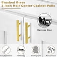 thumbnail image 3 of 30 Pack Brushed Brass Cabinet Handles Gold 3 Inch Hole Center Cabinet Pulls Stainless Steel Drawer Handles Kitchen Cabinet Hardware Pulls for Cabinets and Drawers - 5" Length,, 3 of 7