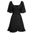 thumbnail image 4 of Sundresses For Women 2025 V-Neck Summer Casual Sundress for Women- Puff Short Sleeve Swing Beach Dress with Pockets summer dresses for women 2025, 4 of 5
