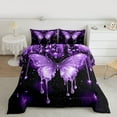 thumbnail image 2 of Homewish Dreamy Bling Butterfly Queen Comforter Set, Purple Glitter Diamond Bedding Sets, Romantic Animal Reversible Bedding Comforter Set, Super Cozy Room Decor, 3 Pieces, 2 of 8