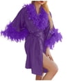 thumbnail image 3 of uublik Bridal Robe Women Satin Robes Bride Bridesmaid Robe For Wedding Bridal Dressing Gown Purple, 3 of 6