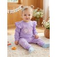 thumbnail image 4 of Cjfdfy Newborn Baby Girls One Birthday Outfit First Birthday Ruffle Long Sleeve Cake Embroidery Tops And Colorful Elastic Waist Pants Set Cute 1St Birthday Fall Winter Clothes Set, 4 of 8