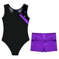thumbnail image 4 of Alvivi Gymnastics Leotards for Girls Kids Sleeveless Printed Biketard with Shorts Athletic Trackusit Purple 6, 4 of 6