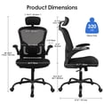 thumbnail image 3 of Ergonomic Office Chair with Headrest and Lumar Back Support , High Back Task Chair Breathable Mesh Computer Desk Chair with Flip-up Arms, 320lbs, 3 of 11
