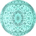 thumbnail image 1 of Ahgly Company Indoor Round Medallion Turquoise Blue Traditional Area Rugs, 4' Round, 1 of 4