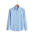 thumbnail image 5 of Deago Men's Dress Shirts Solid Long Sleeve Stretch Wrinkle-Free Wedding Formal Shirt Business Casual Button Down Shirts (Blue, M), 5 of 8
