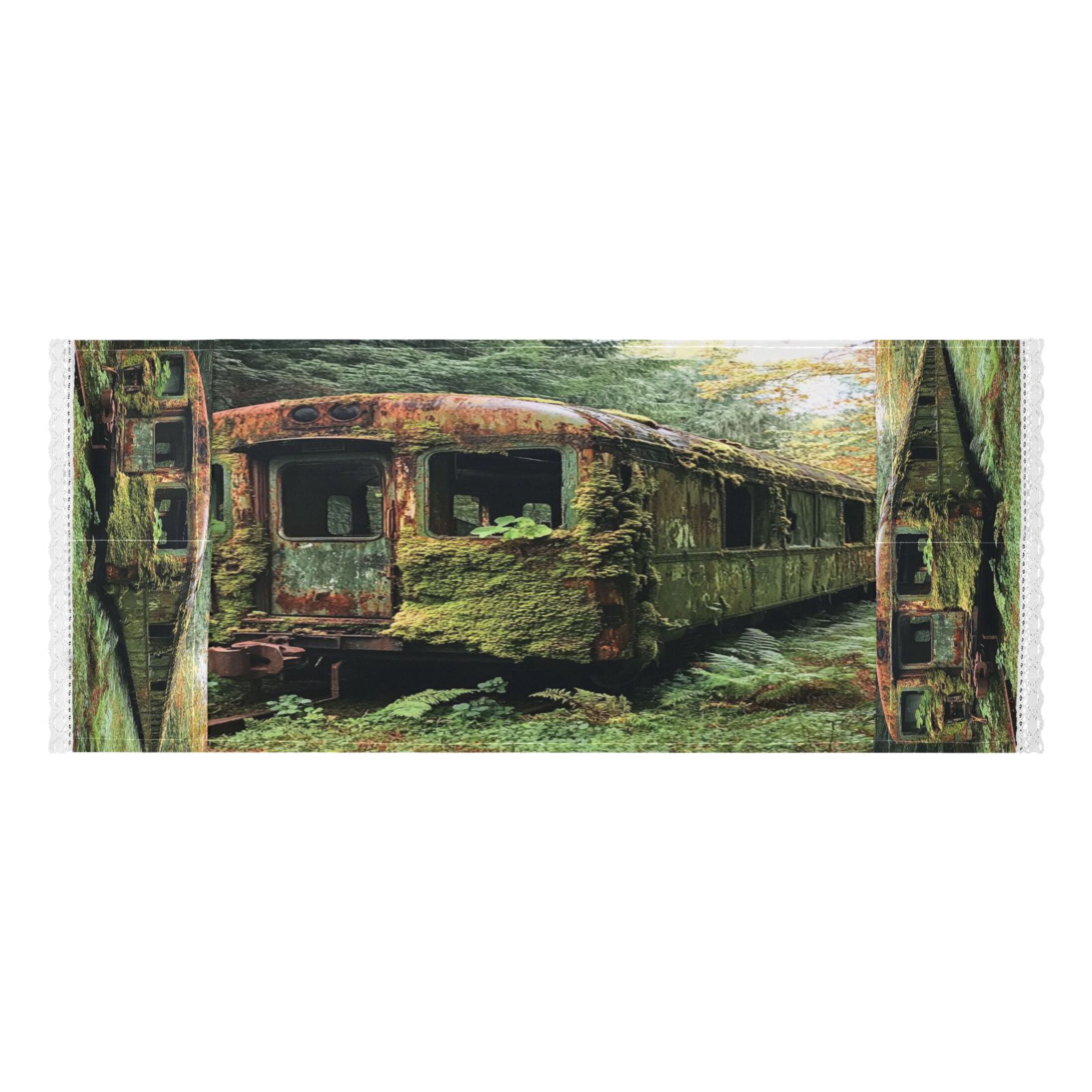 Abandoned Train CarWasher and Dryer Covers Dust-Proof and Oil Resistant Fridge Cover with 4 Storage Pockets Washing Machine Top Cover for Laundry Kitchen Home 51.2 x 22 In