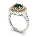 thumbnail image 2 of Clara Pucci 14K White/Yellow Gold Solid Gold LondonBlueTopaz Halo Anniversary Ring for Women - 1.615 cttw Round Cut, 2 of 8