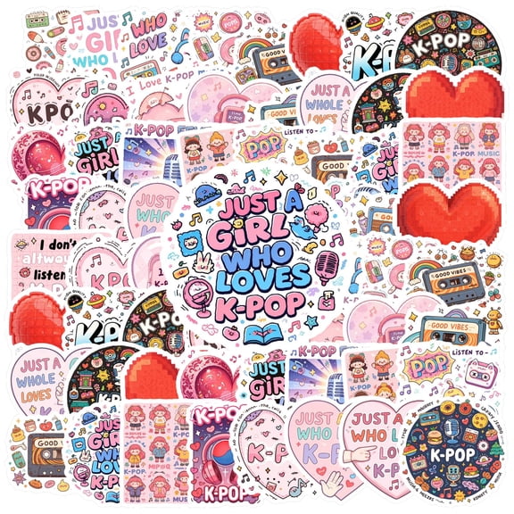 35pcs Cute K-Pop Stickers Music Heart Children Stickers for Luggage Phone Laptop