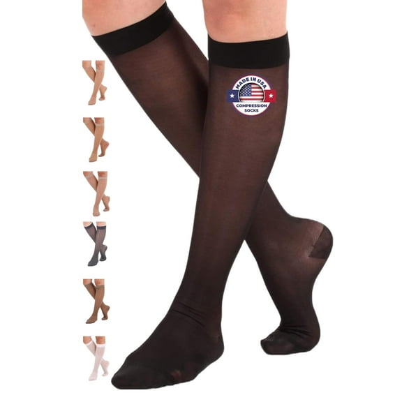 Absolute Support Wide Calf Women Compression Socks 15-20mmHg Black 2X-Large