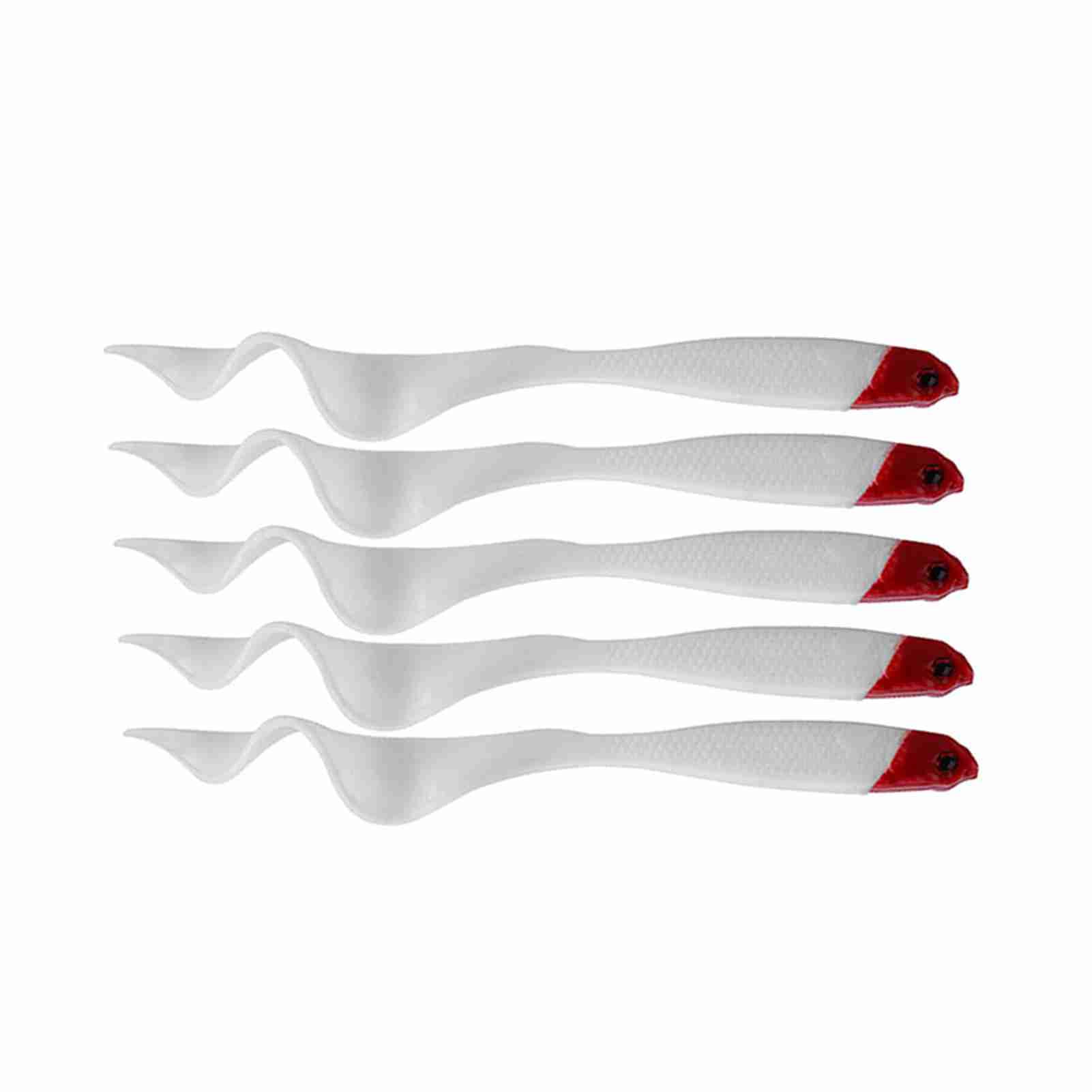 Yajisi Red Head Artificial Soft Fishing Bait Tail Lures High Quality PVC Swimbaits for Trout and Bass Heavy Duty Saltwater & Freshwater Tackle Gear Pack 5.12 inches / 13 cm