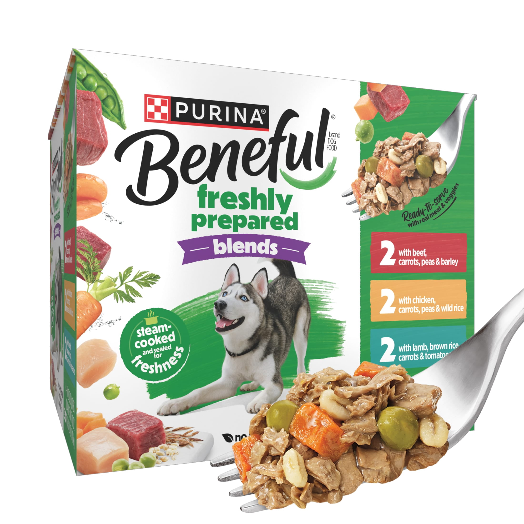 (3 pack) Purina Beneful Freshly Prepared Blends Wet Dog Food Variety Pack With Beef, Chicken, or Lamb Dog Food, 10 oz.