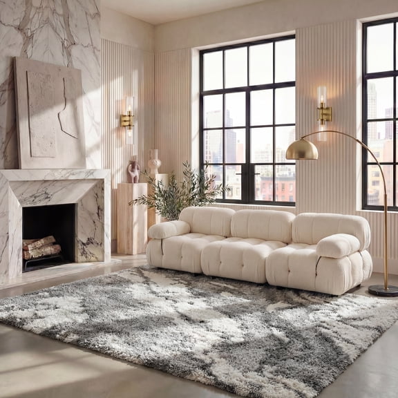 Safavieh Horizon Konstantinos Abstract Shag Area Rug, Gray/Ivory, 5'3" x 7'7"